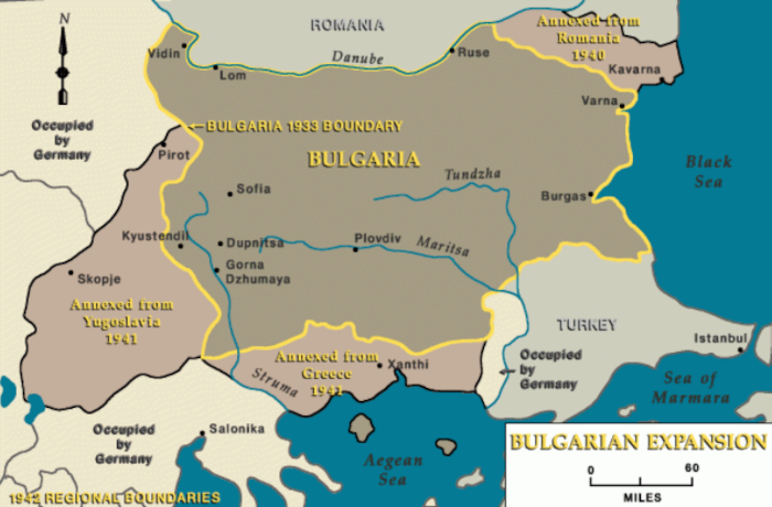 Map of Bulgaria, 1933-42