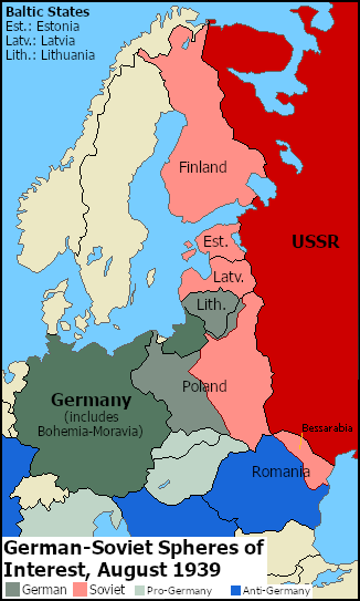 Map of the Aug. 1939 German-Soviet Pact