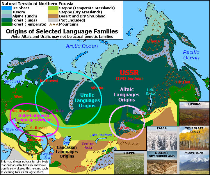 Map of the Origin Territories of Selected Language Families