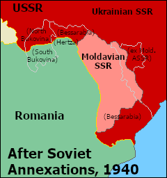 Map of 1940 Romania Post-Soviet Annexation