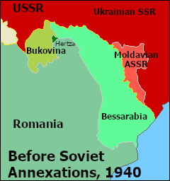 Map of 1940 Romania Pre-Soviet Annexation