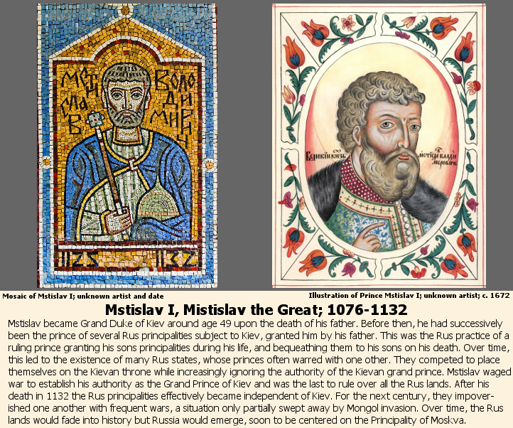 Mstislav I, Mistislav the Great; 1076-1132